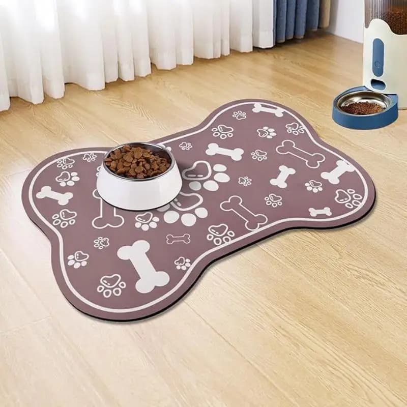 Diatomaceous Mud Pet Placemat Absorbent Water Bowl & Food Mat with Waterproof Quick-Dry Rubber Backing Non-Slip