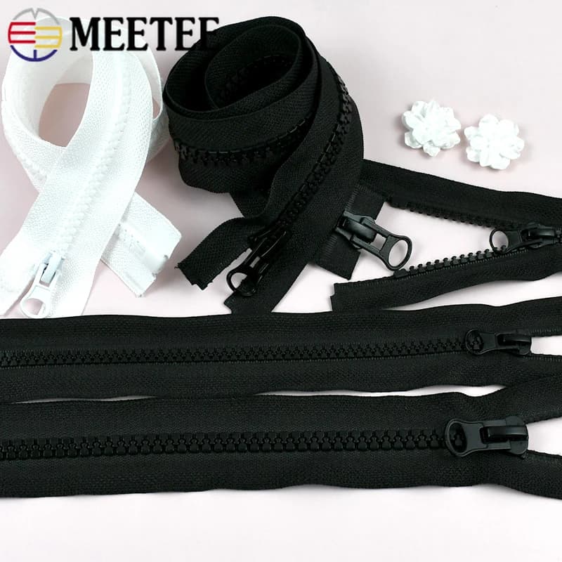 Meetee 5 # 8 # Cerniere in Resina a Doppio Cursore 60-300cm, Apribili, per Giacche, Cappotti, Tende, Kit di Riparazione Fai-da-Te, Accessori per Cucito
