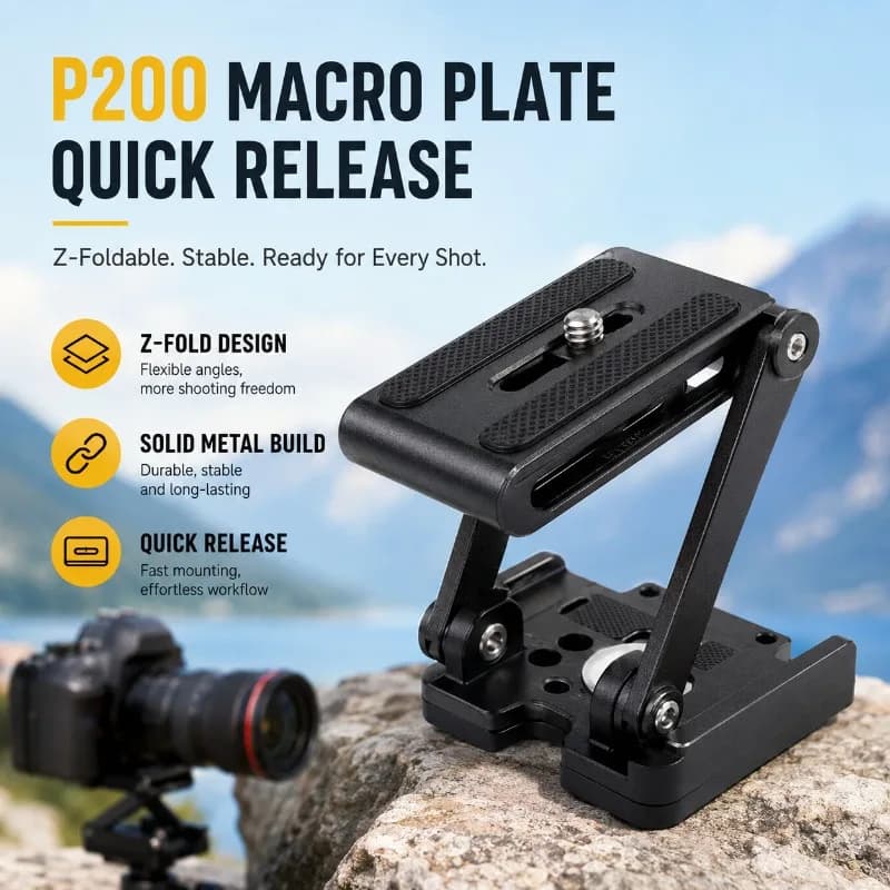 Base a Sgancio Rapido P200 Macro in Metallo a Forma di Z, Supporto Flessibile per Gimbal Compatibile con Fotografia Professionale