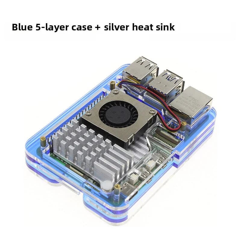 1 piece protective case for RASPBERRY Pi 5 Heat and fan housing 5 layers acrylic housing for Raspberry Pi 5 with active cooling