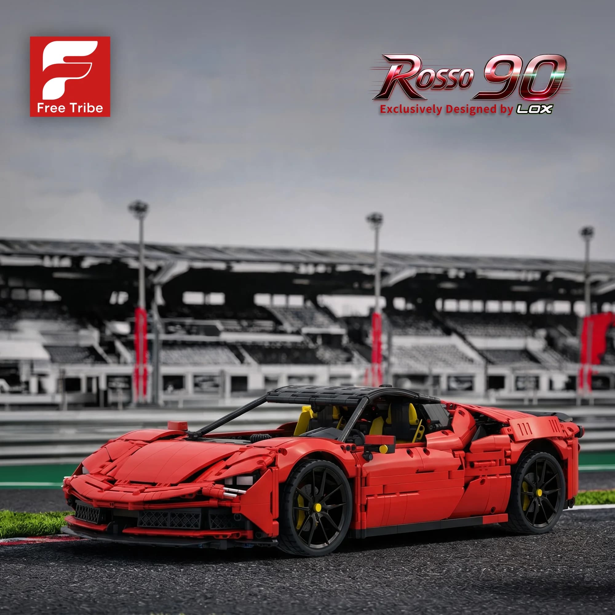 3988PCS Red Supercar Building Blocks Rosso 90 Sports Car Model Bricks Desktop Collectible Ornament Holiday Gift Puzzle Toys