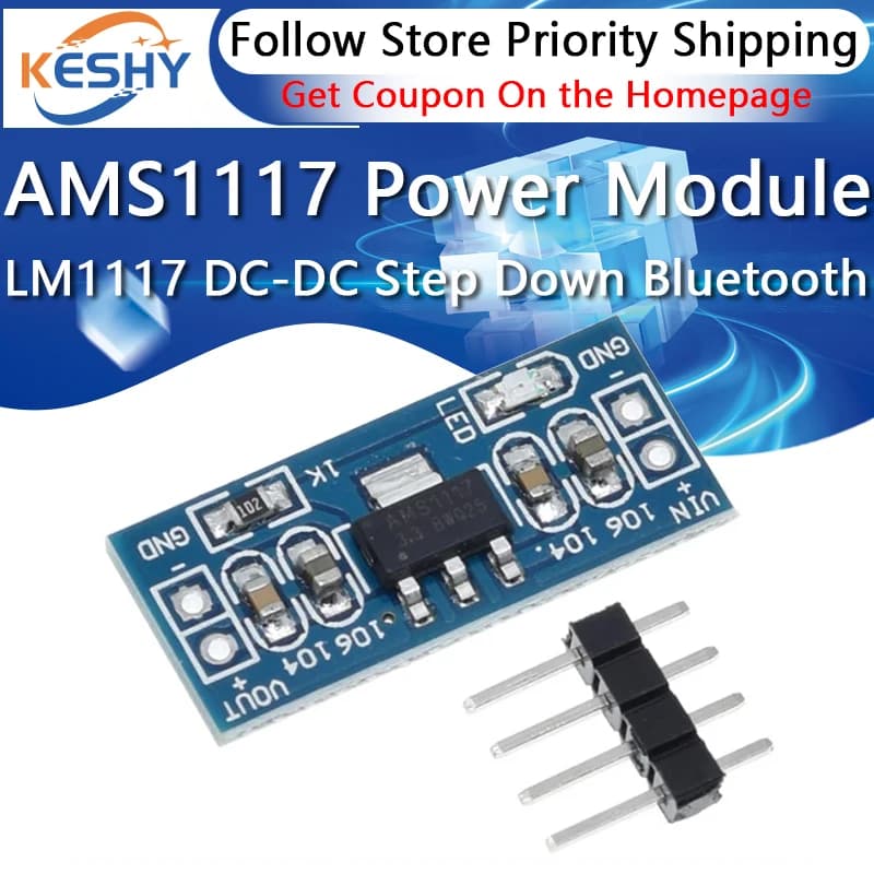 Modulo di Alimentazione DC-DC Step-Down LM1117 AMS1117 da 4.5-7V a 1.2V 1.5V 1.8V 2.5V 3.3V 5V per Bluetooth e Raspberry Pi