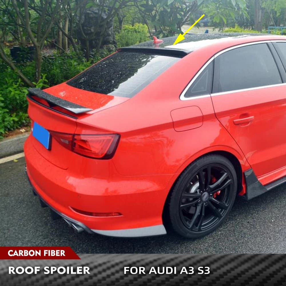 Per Audi A3 Sline S3 2014-2016 Reale In Fibra di Carbonio Auto Posteriore Tetto Spoiler Boot Labbro Ala Spoiler Finestra di Estensione Lip Body Kit