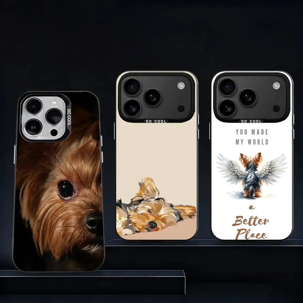 Yorkshire Terrier dogS Phone Case For iPhone 17,16,15,14,13,12,11,Pro,XS,Max,Plus,Mini,SE4,E IMD Matte Black