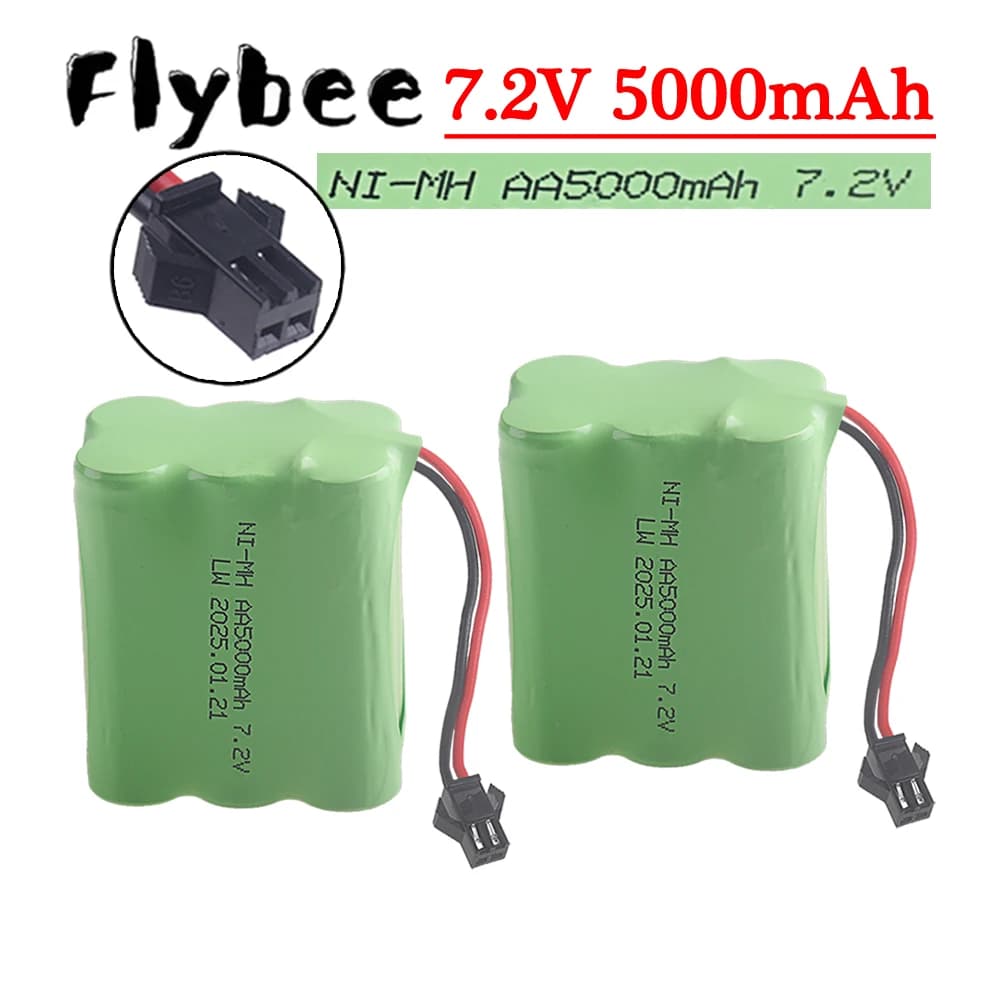 (Spina SM-2P) Batteria NiMH da 7.2 V 5000 mah per giocattoli Rc Serbatoi per barche per auto Treni Parti di robot Batteria ricaricabile Ni-MH AA 7.2 v 1-5 pezzi