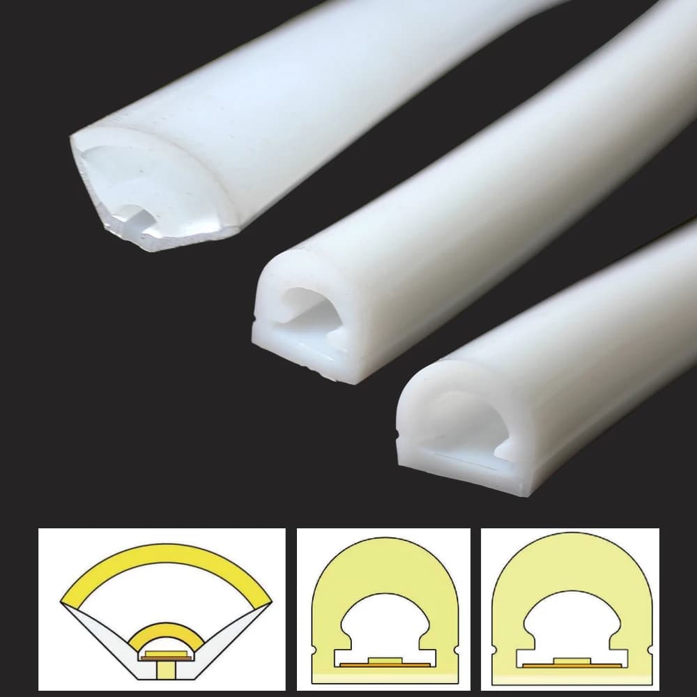 Silica Gel Covering Tube LED Diffuser Channel V-Shaped Semicircle Flexible Waterproof for 5-10mm COB SMD WS2811 WS2812 LED Strip