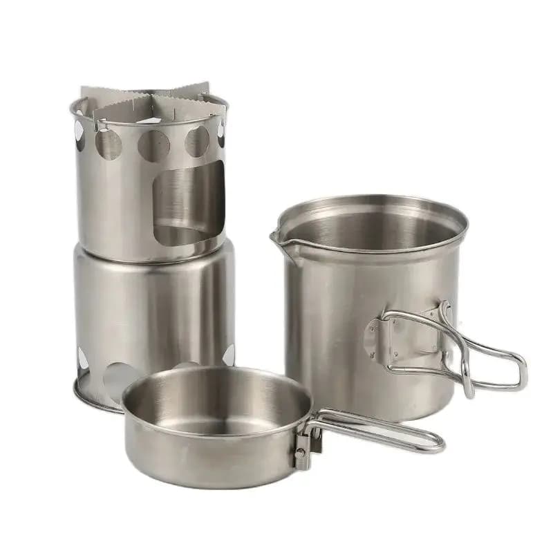 Set da campeggio per fornello ad alcool a carbone ultraleggero in acciaio, sistema di cottura portatile, set da picnic