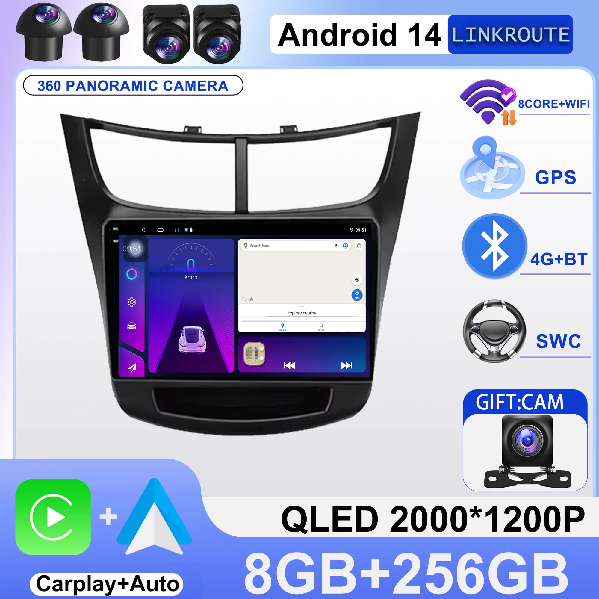 Android 14 Car Radio Carplay For Chevrolet Sail Aveo 2015 - 2019 GPS Navigation Video Auto Stereo Multimedia Player 5G Wifi