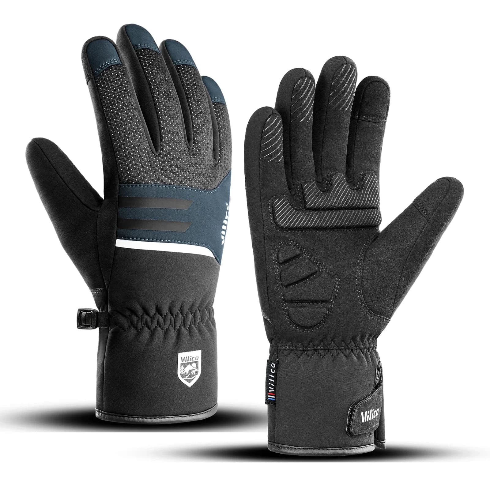 Men's Winter Waterproof Cycling Gloves Open Air Sports Motorcycle Racing Ski Touch Screen Fleece Gloves Non-slip Hot whole fingers