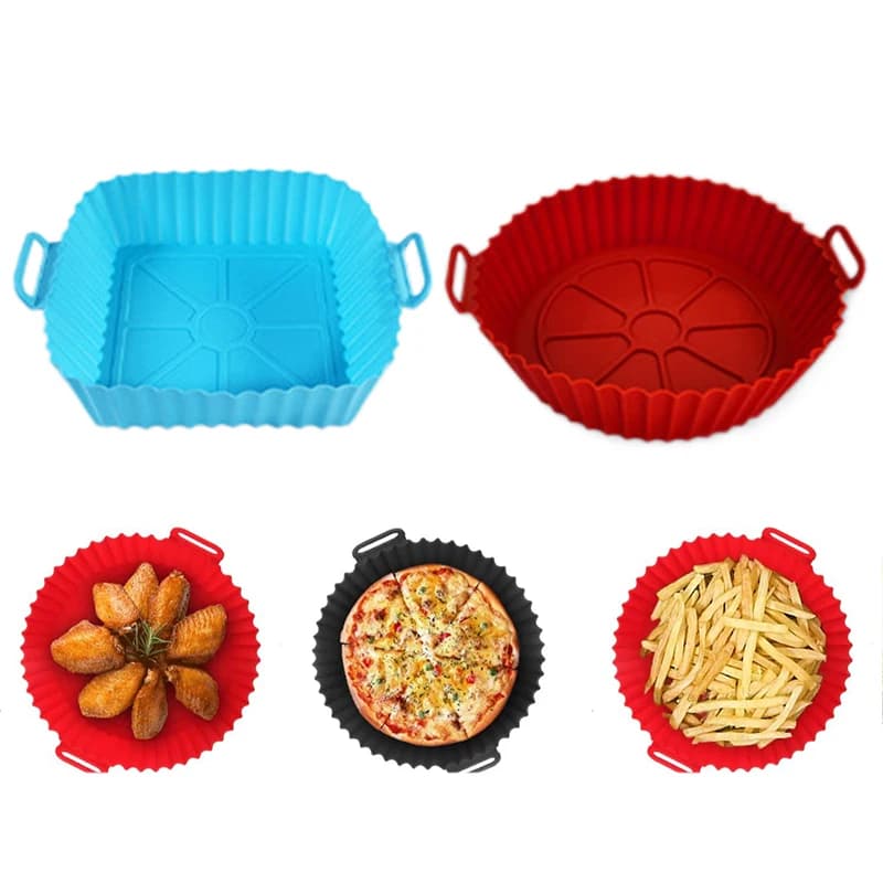 Silicone air fryer mold, reusable silicone coating for air fryer, non-stick pizza baking tray, TMZ oven kitchen accessory