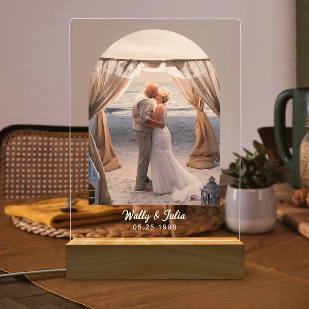 Personalizzato 3D lampada Standee foto acrilico personalizzato anniversario luce notturna matrimonio PET anniversario regalo di compleanno