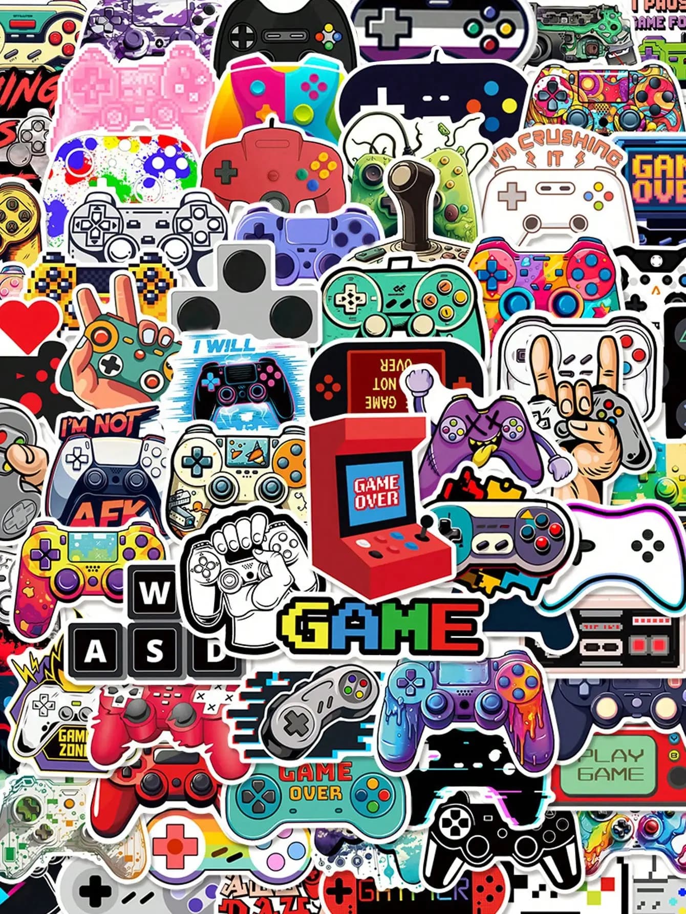 100pcs Video Game Theme Stickers, Suitable For Decorating Laptops, Waterproof Material, Reusable, Also Can Be Used On Motorcycle Helmets, Cars, Gift Boxes, Envelopes, Graffiti Stickers, Guitars, Laptops, Luggage, DIY Crafts, Helmet Game Laptop Stickers