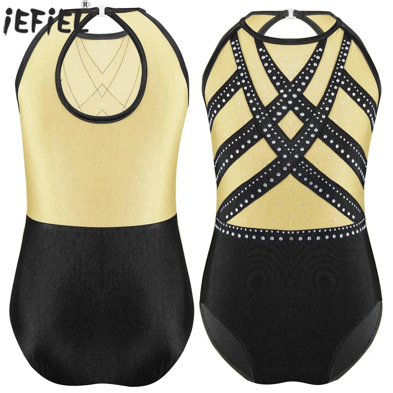 Bambini ragazze strass danza classica ginnastica body senza maniche tuta acrobatica pattinaggio artistico Costume da spettacolo teatrale