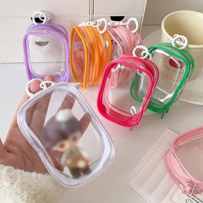 1 pz mini scatola di immagazzinaggio cavo dati trasparente cuffie da viaggio all'aperto borsa di archiviazione multifunzionale cavo dati custodia rotonda borsa in PVC carino