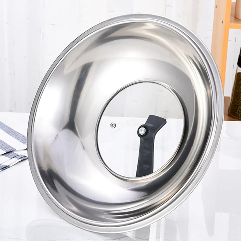 Stainless steel pot cover with visible vent hole and anti-shear design for pots, pans and pans - Essential in the kitchen
