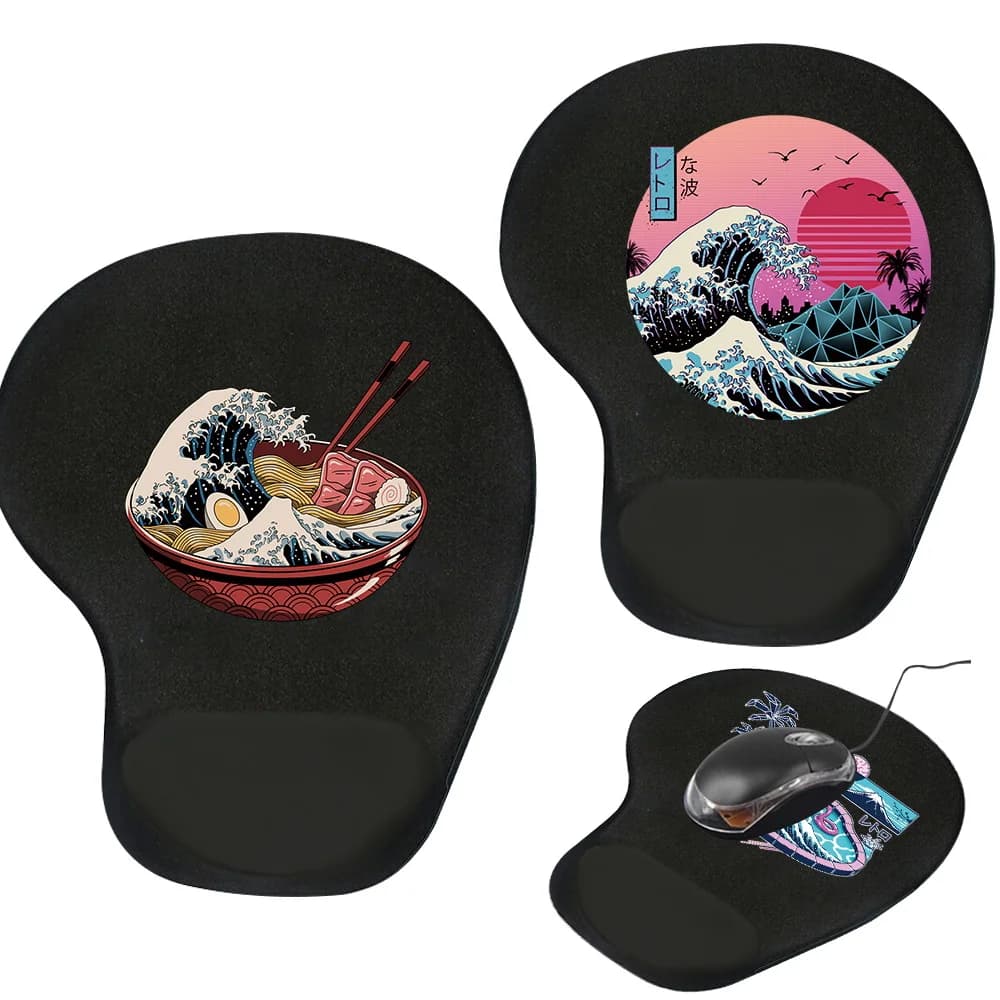 Tappetino per mouse da gioco nero Tappetino da scrivania Serie Wave Accessori per giocatori Tappetino per mouse da polso ergonomico in silicone per computer