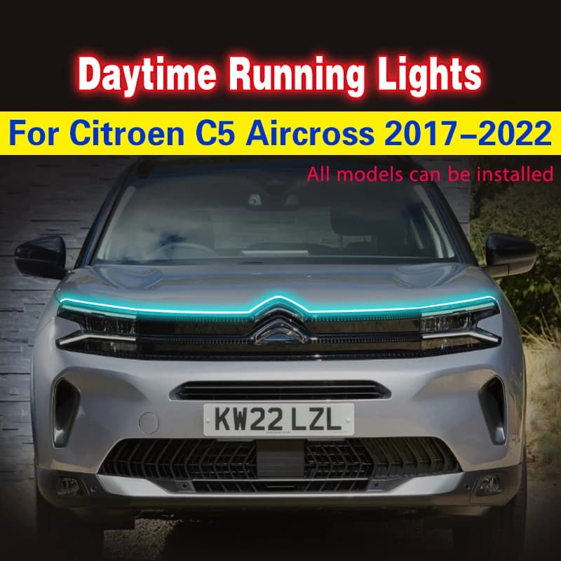 1 pz universale impermeabile flessibile LED Strip DRL 12v Daytime Running Strip Light lampada ambientale per Citroen C5 Aircross 2017-2022