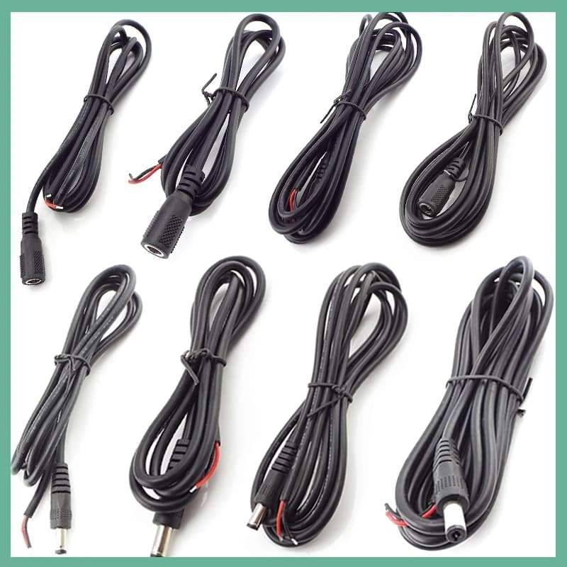 2.1x5.5mm Plug Jack Power Adapter DC Connector Male Female Cable Wire For DIY LED Strip Lights Electrical Socket 20AWG E3