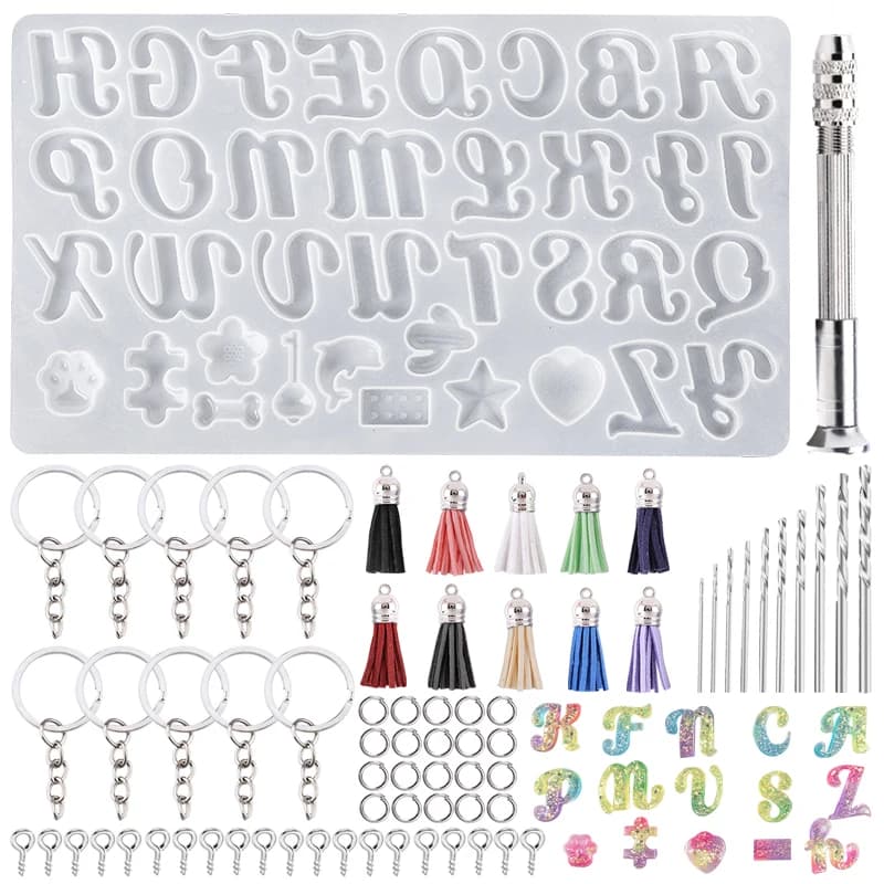 Alphabet Keychain Molds Alphabet Resin Silicone Mould Resin Letter Number Molds for DIY Keychain Jewelry Pendant Making