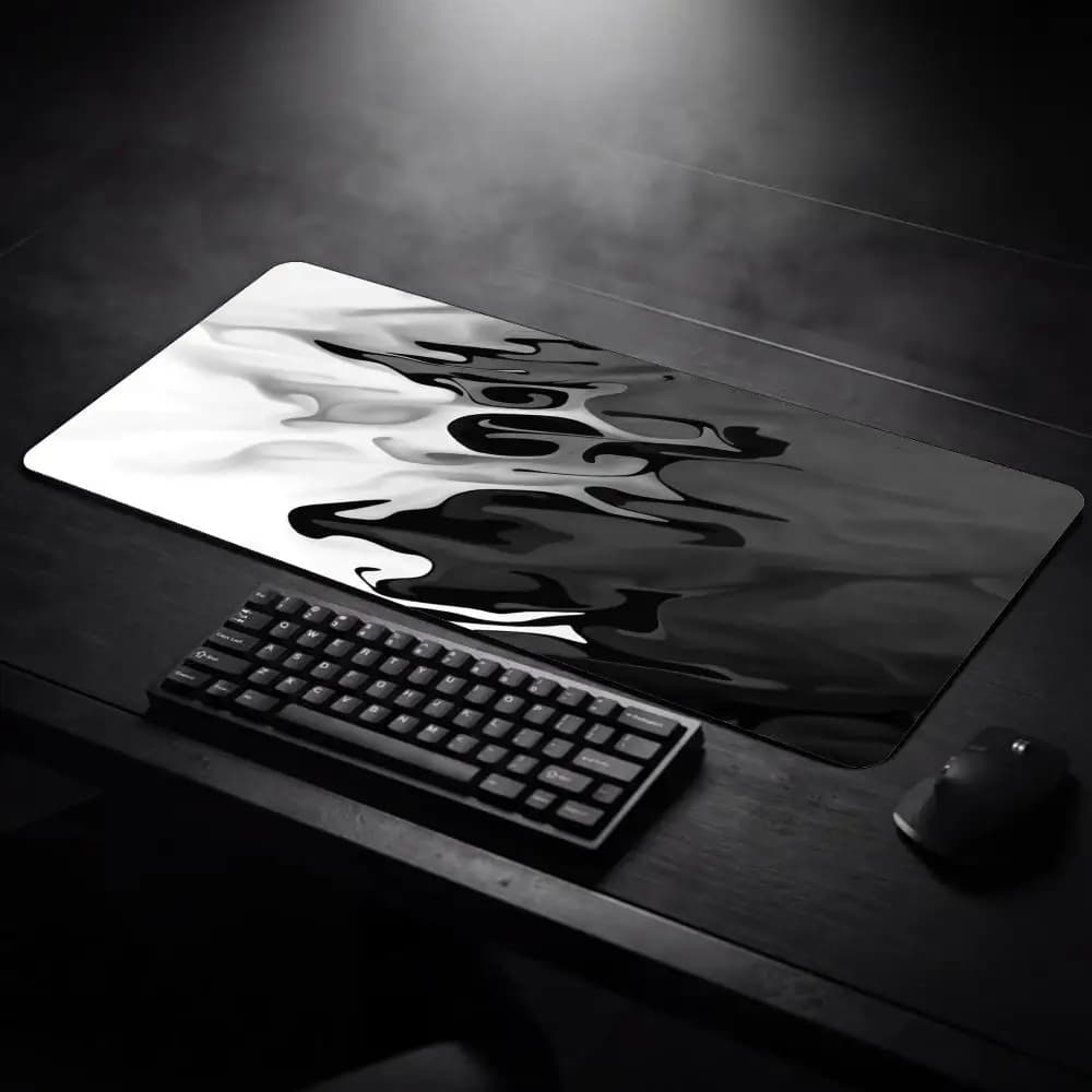 Fluid Ink Marble Swirl Mouse Pad XXL Large Extended Desk Mat Marbling Liquid Art Non-Slip Base Stitched Edges for Gaming Office