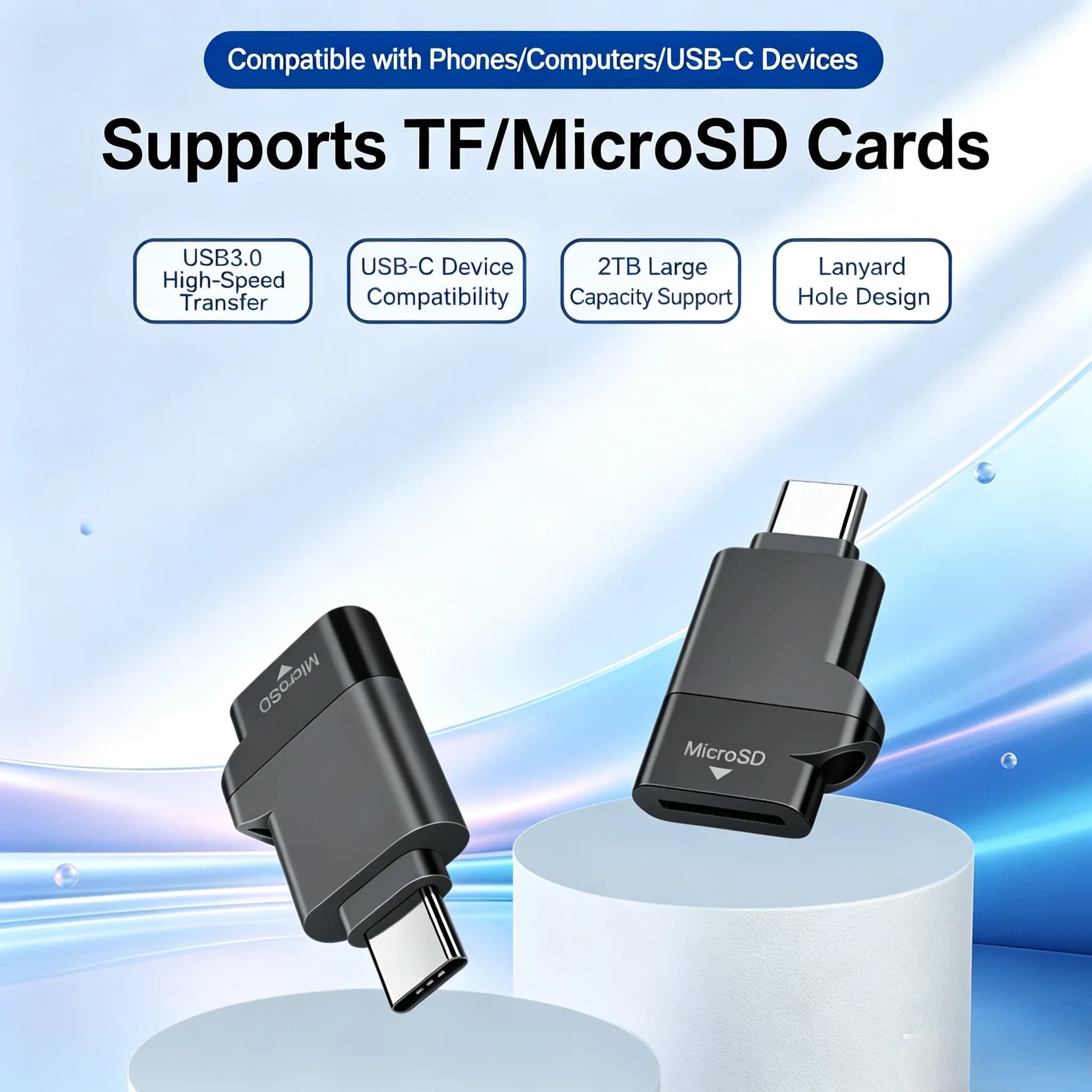 Type-C 3.0 Mini TF Card Reader External Storage Memory Card Adapter For iPhone 17 16 Laptop MacBook USB C 3.0 2.0 TF Cardreader