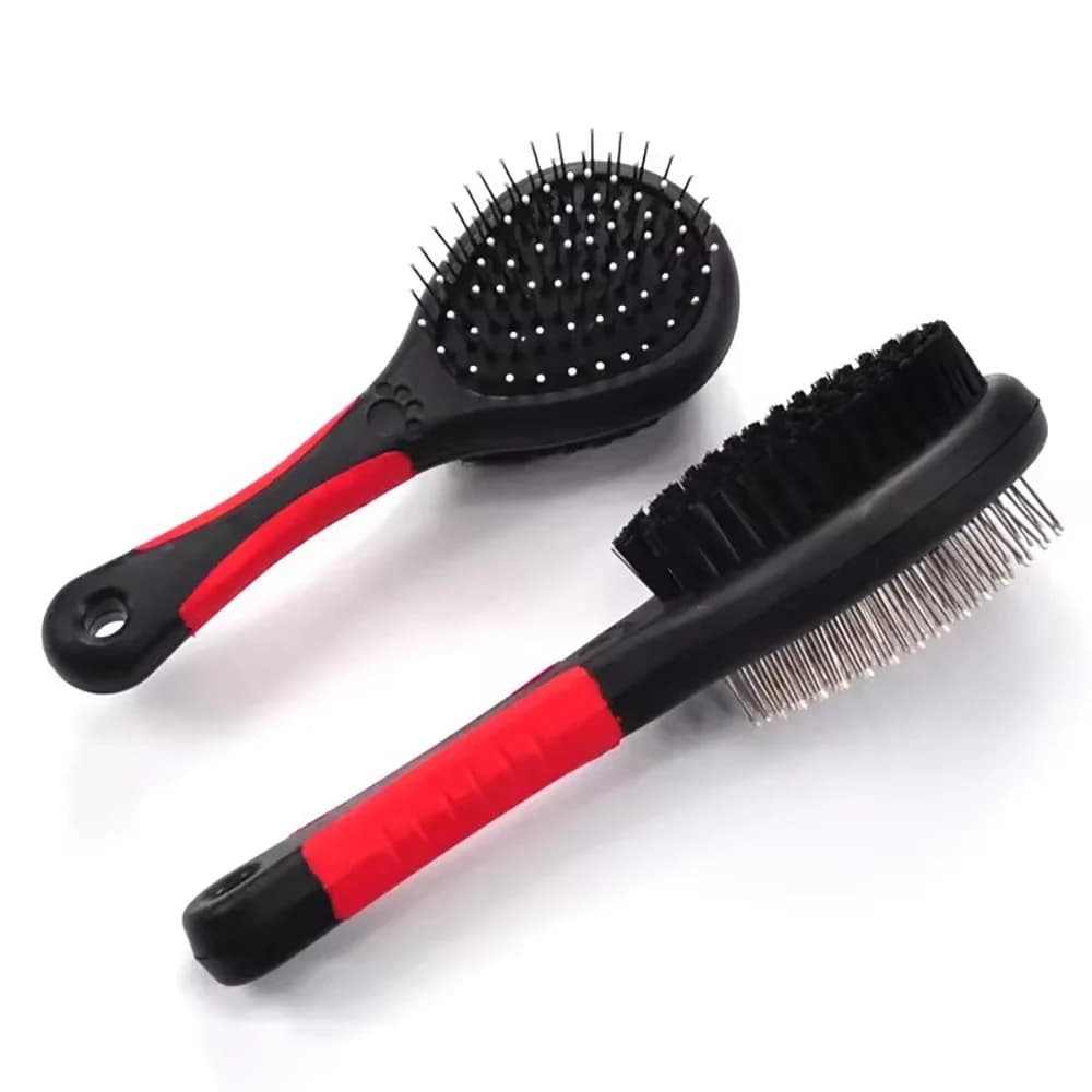 Pettine ad ago per cani da compagnia Spazzola da bagno durevole su due lati Massaggio in plastica Spazzola con setole di bellezza Capelli galleggianti Rimuovi strumenti per toelettatura