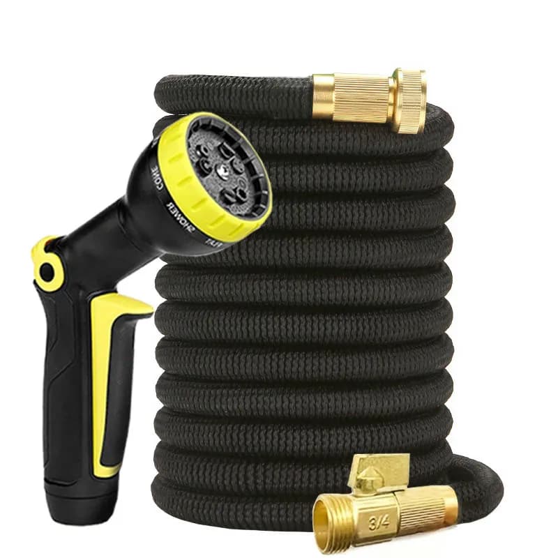 High pressure retractable hose for car washing and agricultural irrigation, magic tube with metal connector, easy to store