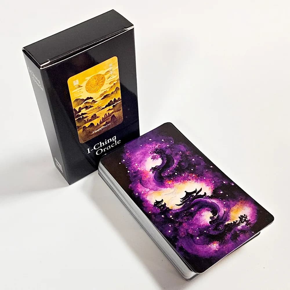 I-Ching Oracle Deck 64 carte, stile tradizionale dell'arte a inchiostro, strumento di divinazione cinese 10,3*6 cm per guida spirituale e meditazione