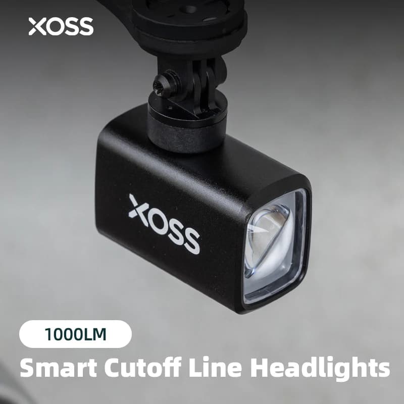 Luce Anteriore per Bicicletta XOSS, Faro Intelligente Impermeabile Ricaricabile Ultra Luminoso con Linea di Demarcazione, Lampada Frontale per MTB