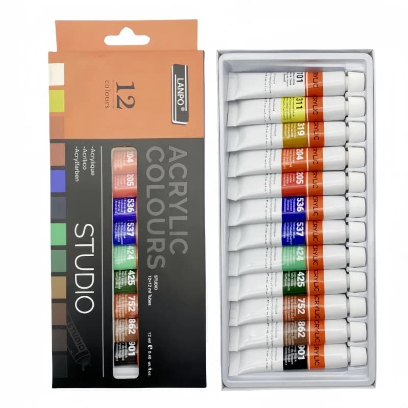 12/24 Colors Acrylic Paint Set, 12ml Tubes for Canvas, Wood & Graffiti, DIY Art Supplies for Beginners & Crafters