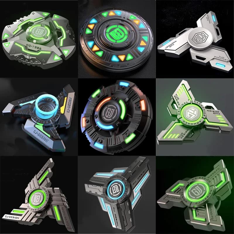 Luminoso Fidget Spinner Metallo Spinta magnetica Moneta EDC Alleviare lo stress Giocattolo Incandescente Mano Trottola Punta superiore Antistress Adulti