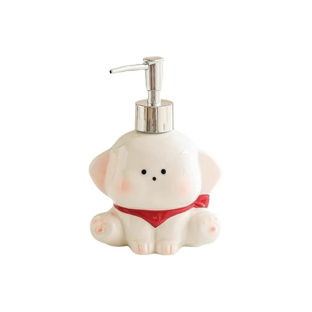 Dispenser di Sapone Liquido in Ceramica a Forma di Cane, Bottiglia Vuota per Lozione, Simpatica Bottiglia per Shampoo con Pompa a Pressione per Bagno