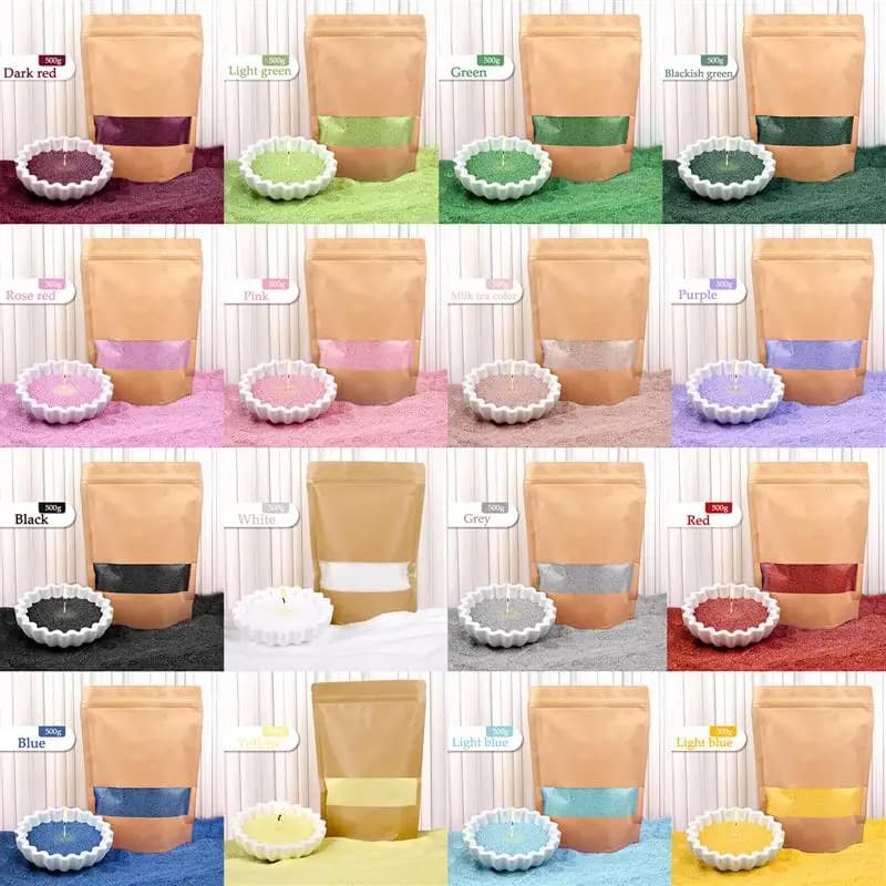 500g Particelle di cera di sabbia colorate Materiale a strati senza fumo Pittura con sabbia fai da te Cera Aromaterapia fatta a mano Candela Cera di sabbia