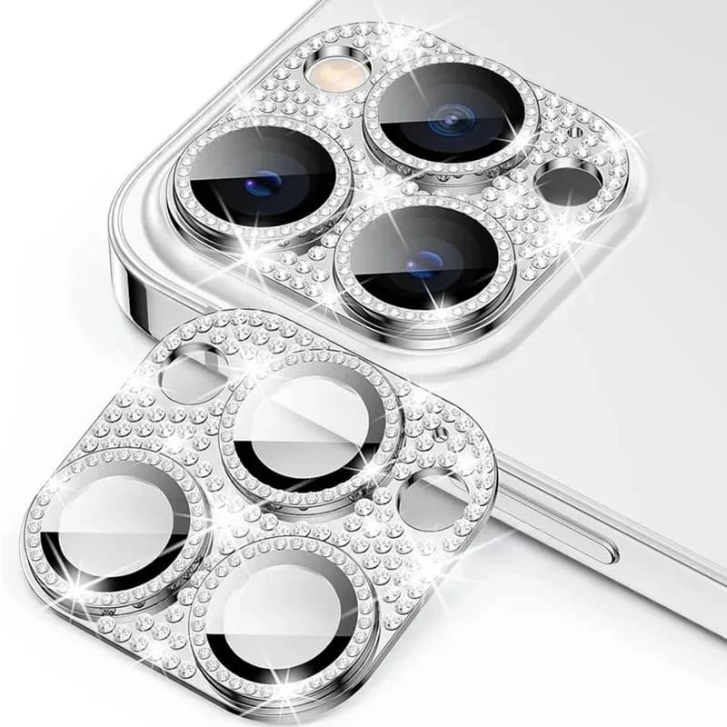 Protezione per Obiettivo Fotocamera 3D con Strass e Diamanti per iPhone 11 13 14 15 16 Pro Max 14 15 Plus 12 Mini, Accessori in Vetro per Lenti