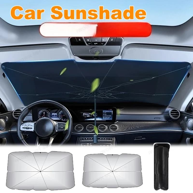 Car Windshield Sun Shade Umbrella,UV Rays Protector & Heat Block Reflector Retractable Front Window Sun Shades Umbrella Shield