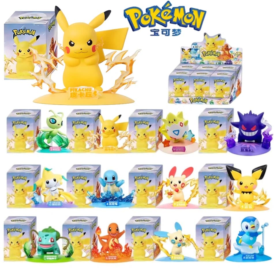 12 Stili di Action Figure Pokémon, Pikachu in Scatola Misteriosa, Modelli Anime, Decorazioni da Scrivania, Giocattoli Pokémon, Regali di Compleanno per Bambini