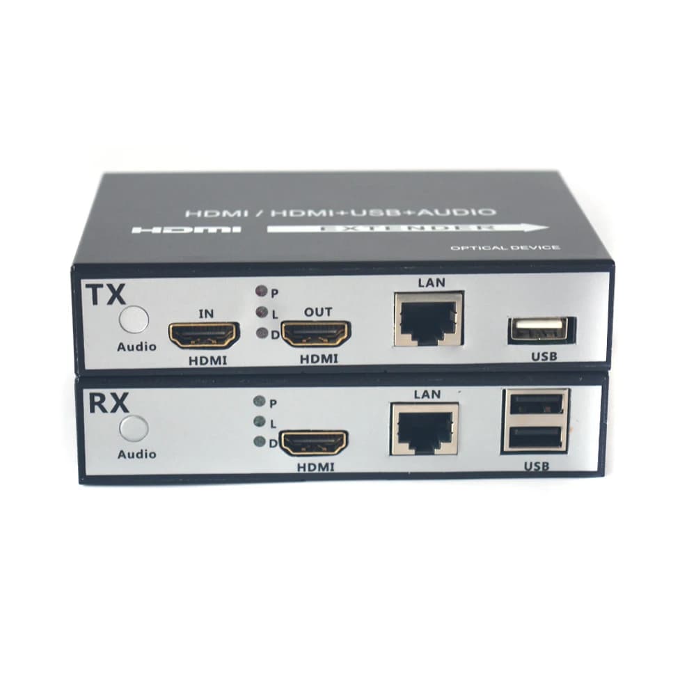 Extender HDMI on Cat5e, HDMI to Ethernet cable RJ45 up to 150 m, with USB output KVM, fiber transceiver One torque