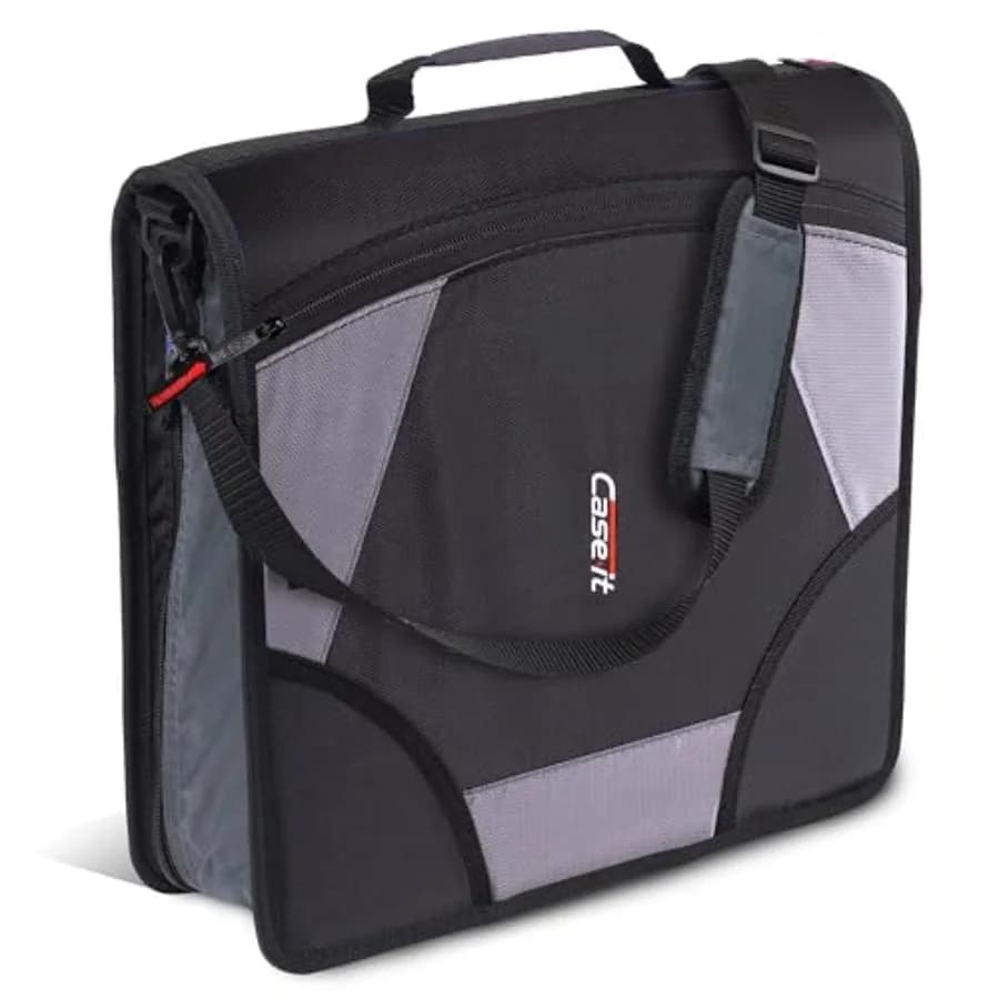 Cartella portadocumenti Case-it King Size con cerniera, anelli a D da 4 pollici, capacità 800 fogli, 5 scomparti, espandibile, con tasche multiple