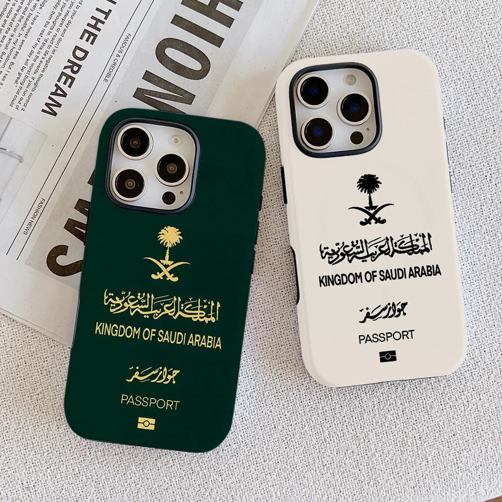 Saudi Arabia Passport Phone Case for iPhone 17 16 15 14 13 12 11 X XS XR XSMAX 8 Air Pro Max Plus Luxury Double-layer Back Cover