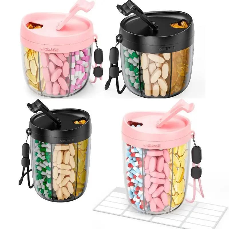 Daily Vitamin Supplement Storage Box 1Pcs Portable 6 Compartment Medicine Pill Organizer Unisex Home Travel Carry Case