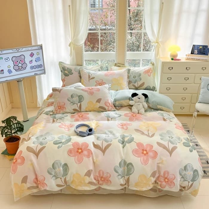 New 100% cotton printed cushion cover 3 pieces, soft breathable and delicate fabric on the skin for single multi-size bedding sets, without filling