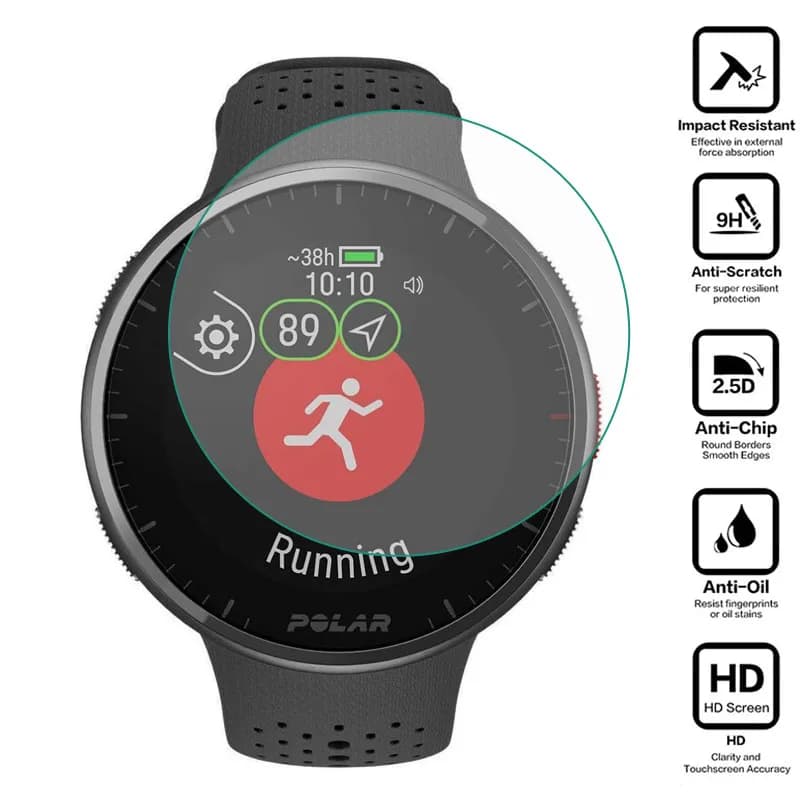 Pellicola protettiva per smartwatch in vetro temperato duro per Polar Pacer Pro Smart Watch Display Proteggi schermo Accessori a copertura totale