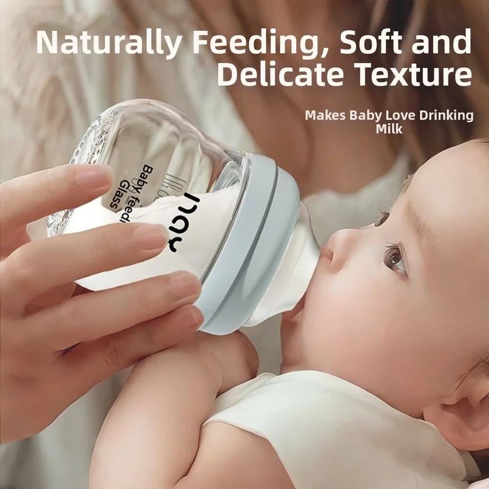 Glass Baby Bottle Anti-flatulence Anti Choking Newborn Feeding Bottle 80/160ML Food Grade Baby Drinking Cup Feeding Supplies