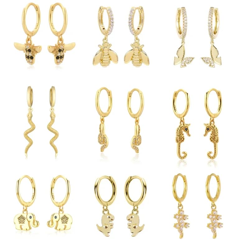 Argento color oro ape ciondolo animale orecchino a goccia gioielli di moda da donna per la festa cristallo zircone rock punk matrimonio creolo