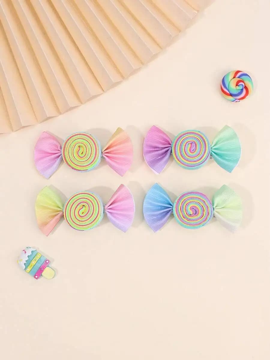 2 Pcs Y2K Cute Candy Hair Clips, Grosgrain Ribbon Barrettes,Women's Daily Party Hair Accessories, Claw Clips, Hair Claws, Hair