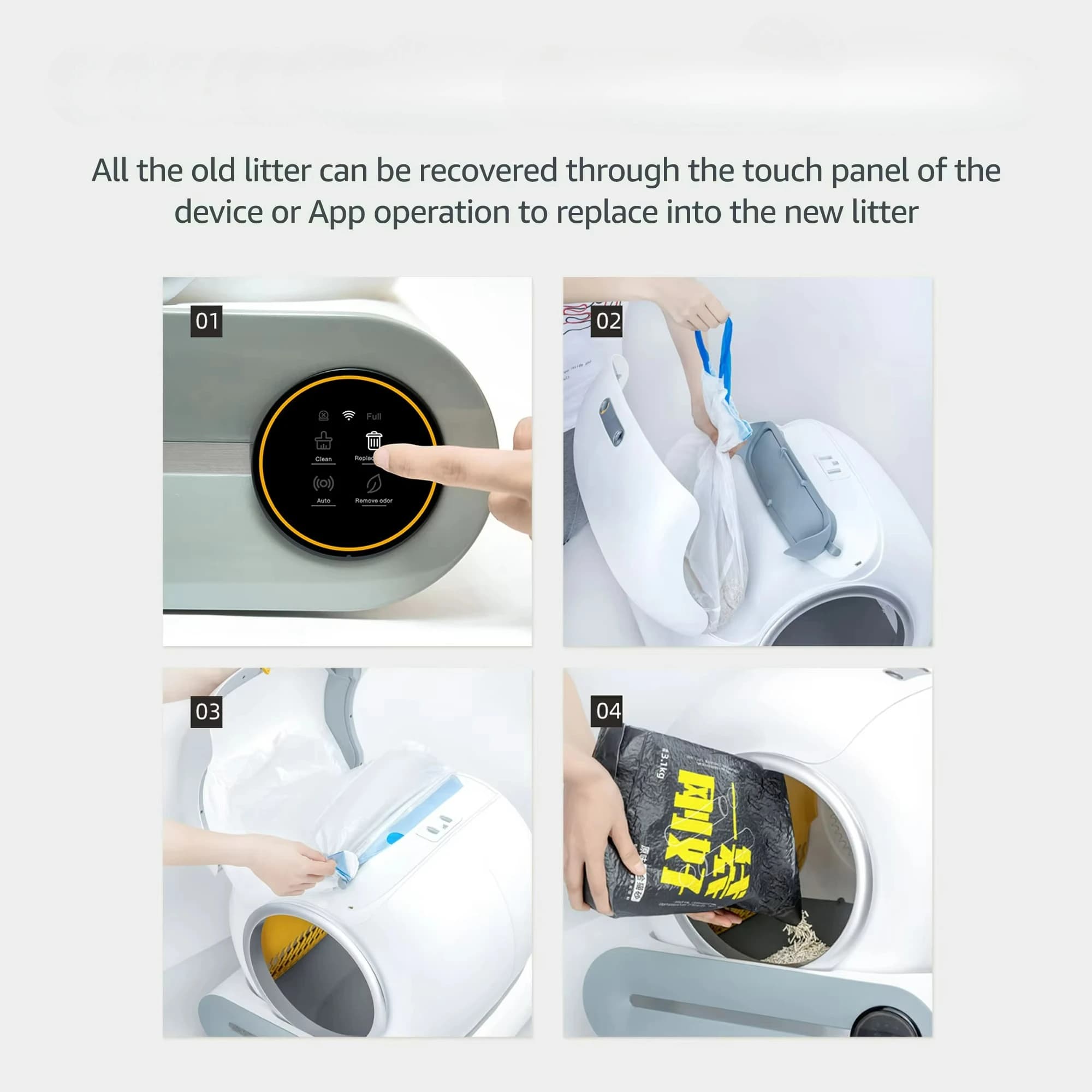 65L Grande APP WIFI Controllo Toilette per gatti Rimozione automatica degli odori Lettiera per gatti automatica Lettiera per gatti autopulente intelligente