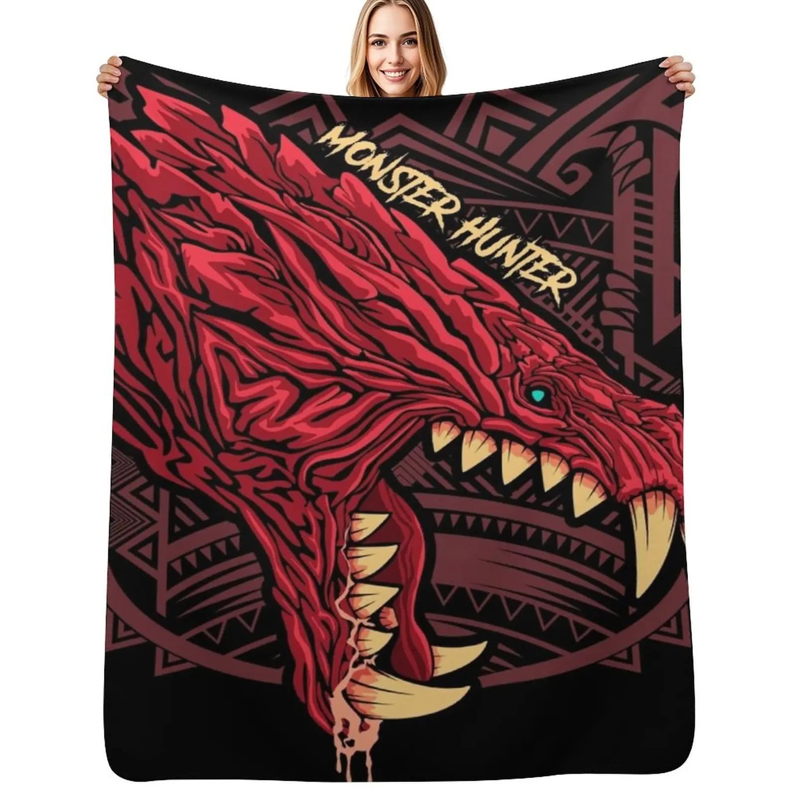 Odogaron Monster Hunter Throw Blanket Sleeping Bag Large Soft Big Bed linens Moving Blankets