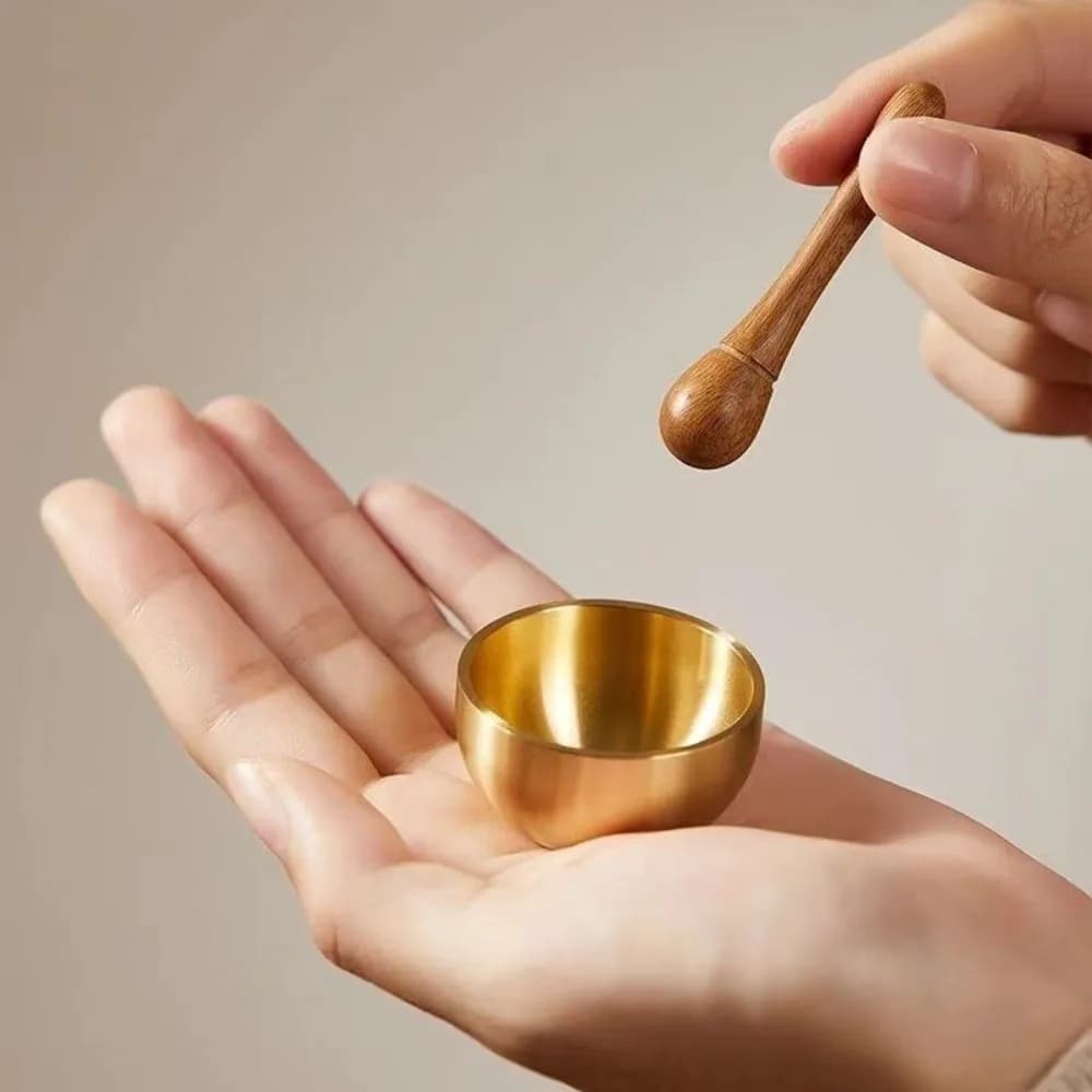 Portable Mini Singing Bowl Healing Stress Relief Sound Bowl with Stick Therapeutic Use Tibetan Singing Bowl Meditation Practice