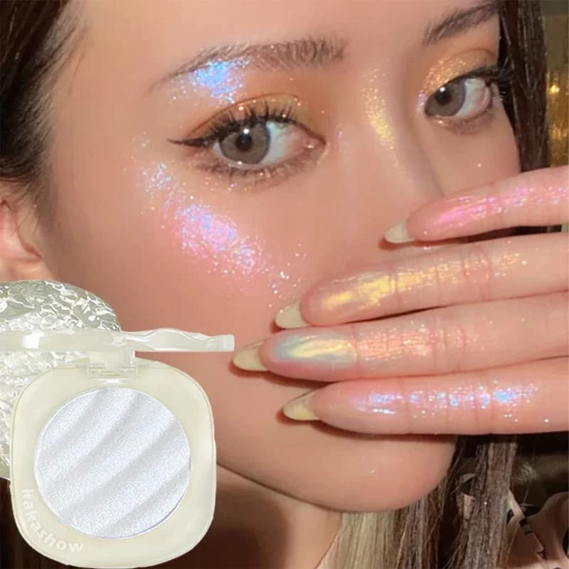 Polvere per evidenziare il vetro d'acqua Illumina la pelle Diamante Glitter Illuminatore Evidenziatore Tavolozza Corpo Contorno viso Cosmetici per il trucco