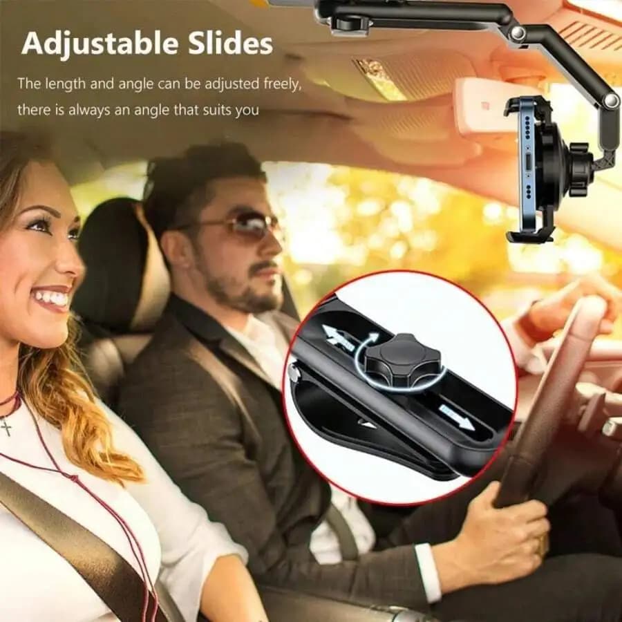 Supporto universale per telefono da auto con visiera parasole a 360° ° Supporto regolabile e girevole per la maggior parte degli smartphone